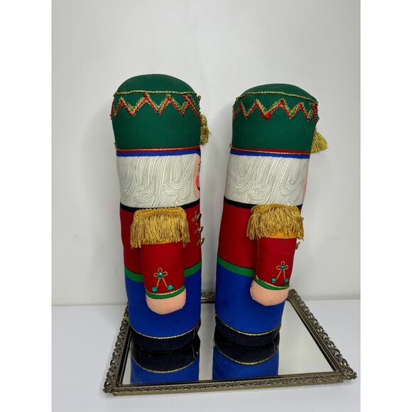Vintage Pair of Christmas Nutcracker Soldier Bean Plush Figure Doorstop 17" - Picture 7 of 10